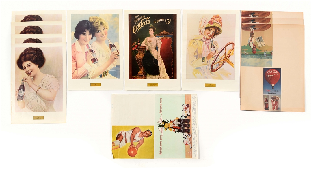 LARGE LOT OF COCA-COLA LITHOGRAPHS.