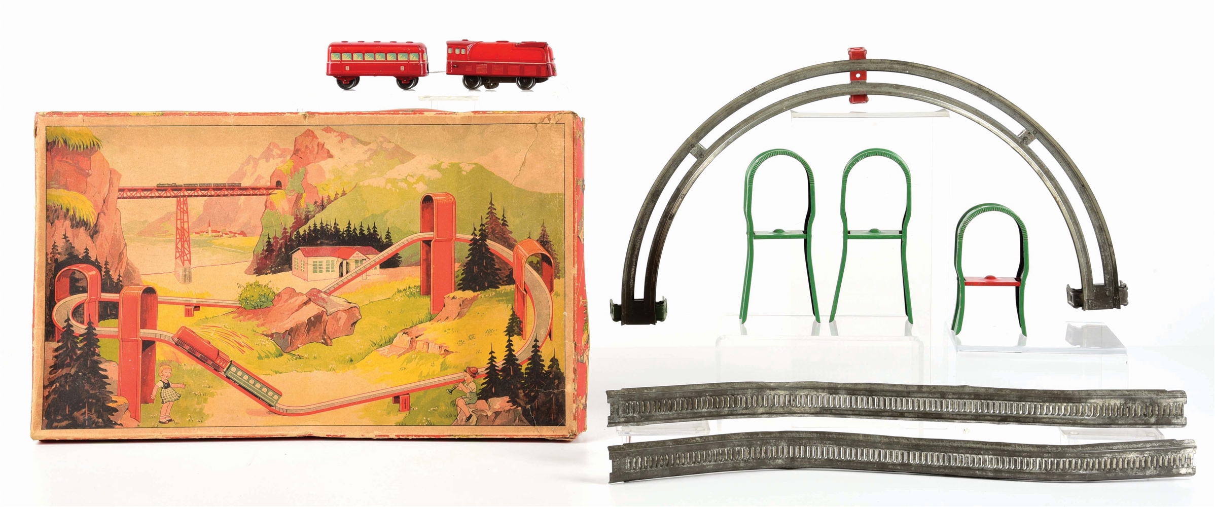 SCARCE GERMAN TIN LITHO WIND-UP TRAIN WITH TRACK.
