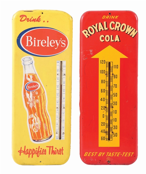 LOT OF 2: BIRELEYS AND ROYAL CROWN THERMOMETERS.