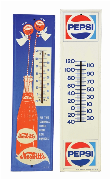 LOT OF 2: PEPSI AND NESBITTS THERMOMETERS.