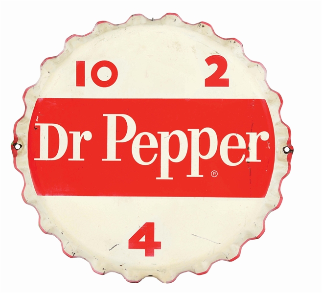 DR PEPPER "10 2 4" BOTTLE CAP SIGN.