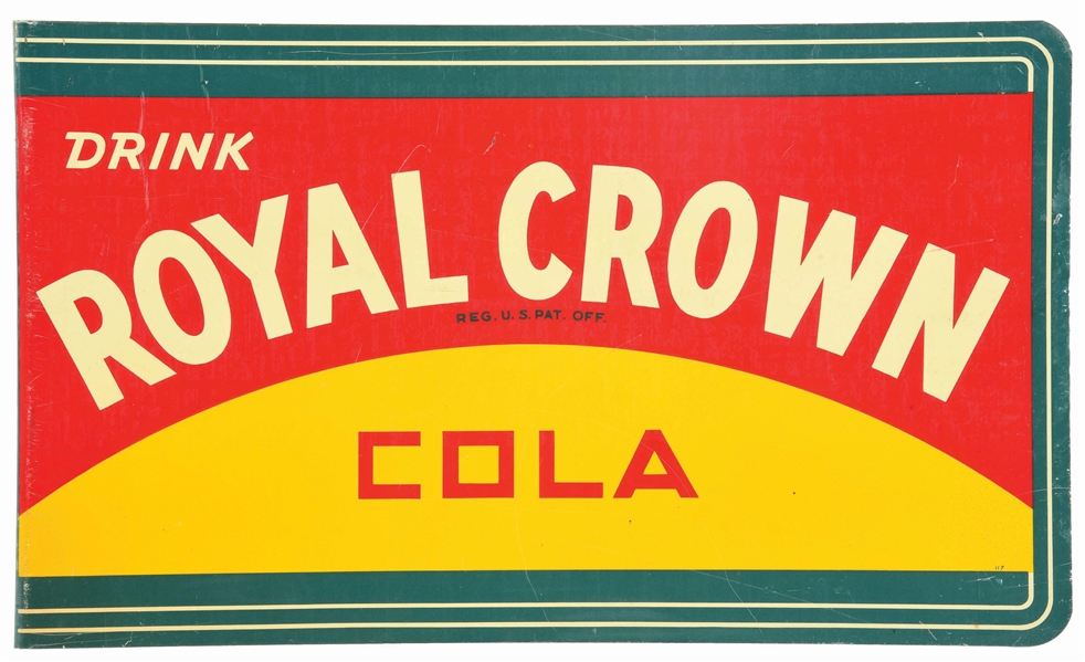 DOUBLE - SIDED TIN "ROYAL CROWN COLA" FLANGE SIGN.