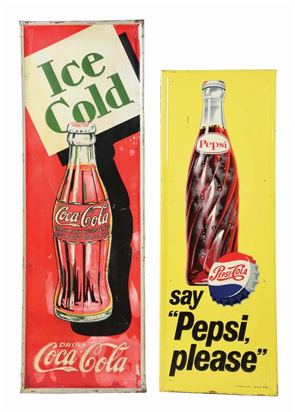 LOT OF 2: PEPSI AND COCA-COLA SIGNS.
