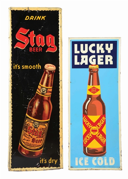 LOT OF 2: LUCKY LAGER AND STAG BEER SIGNS.