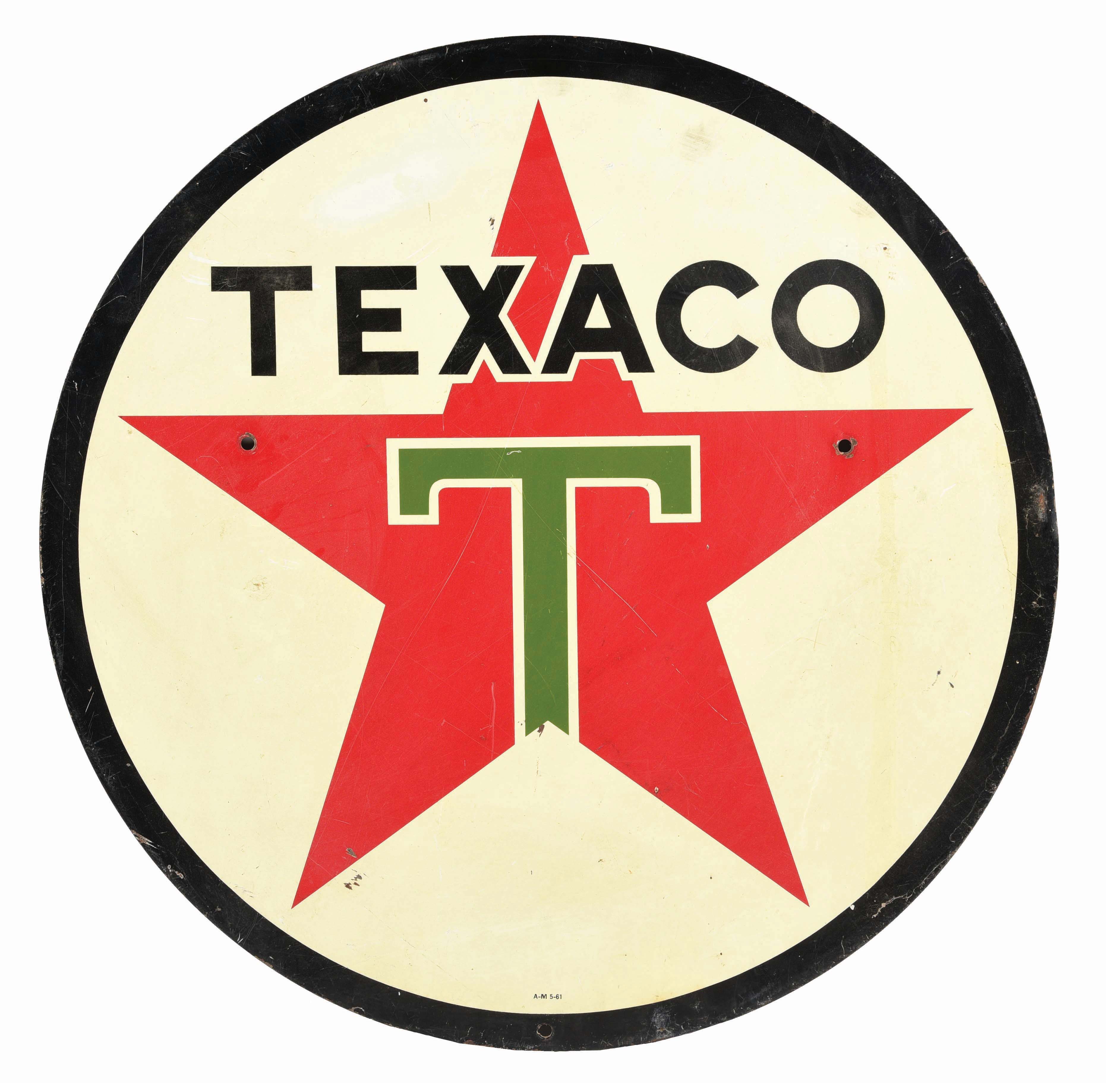 Lot Detail - SINGLE SIDED PAINTED METAL TEXACO SIGN.