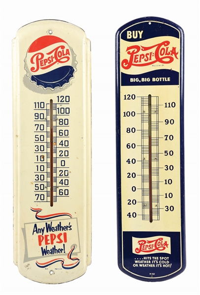 LOT OF 2: PEPSI-COLA THERMOMETERS.