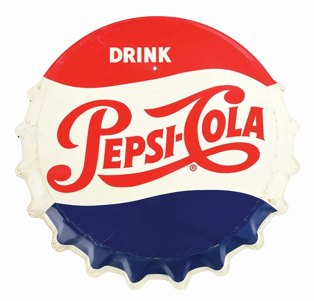 DRINK PEPSI-COLA BOTTLE CAP SIGN.