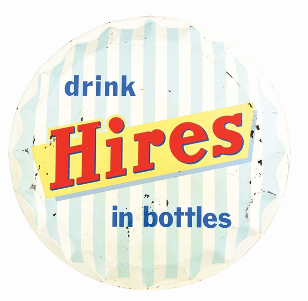 HIRES SINGLE SIDED TIN BOTTLE CAP SIGN.