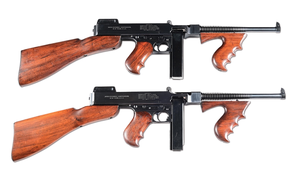 (N) EXTRAORDINARY PAIR OF VERY LOW CONSECUTIVE SERIAL NUMBERED COLT MODEL 1921A THOMPSON MACHINE GUNS SHIPPED TO BRITAIN FOR USE AGAINST THE IRA WITH EXTENSIVE PROVENANCE (CURIO & RELIC).