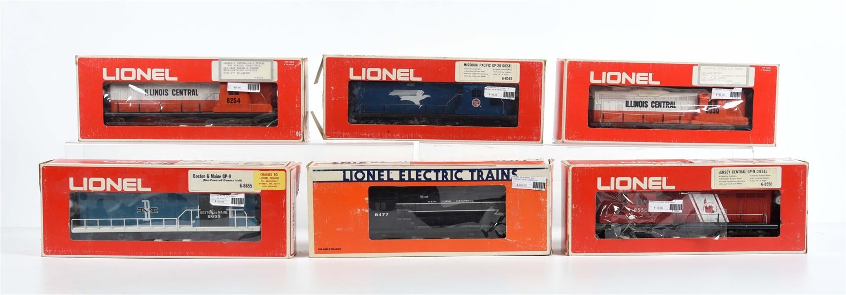 LOT OF 6: MPC LIONEL POWERED AND NON-POWERED DIESEL TRAIN ENGINES.