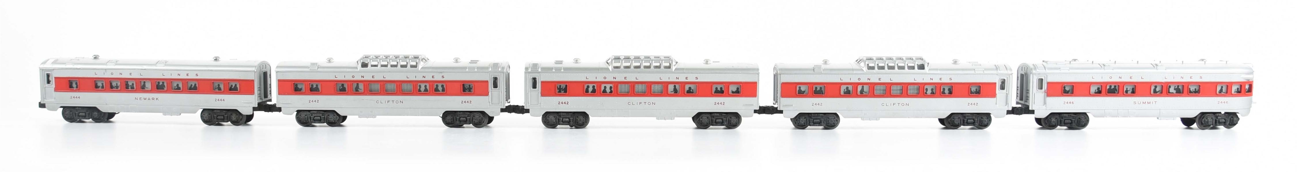 LOT OF 5: VARIOUS CLIFTON, NEWARK, AND SUMMIT POST-WAR LIONEL PASSENGER CARS.