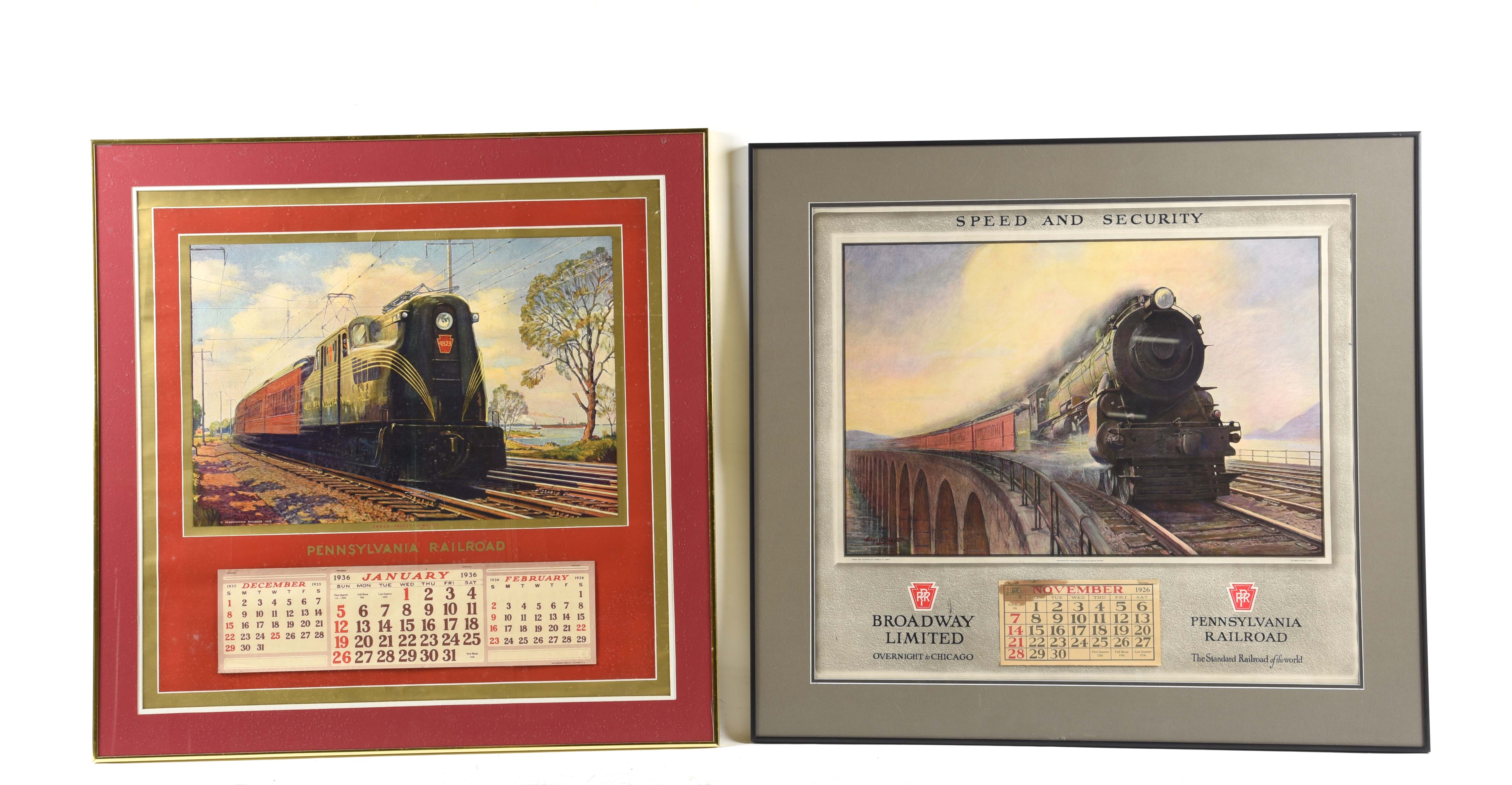 Lot Detail LOT OF 2 FRAMED PENNSYLVANIA RAILROAD CALENDARS.