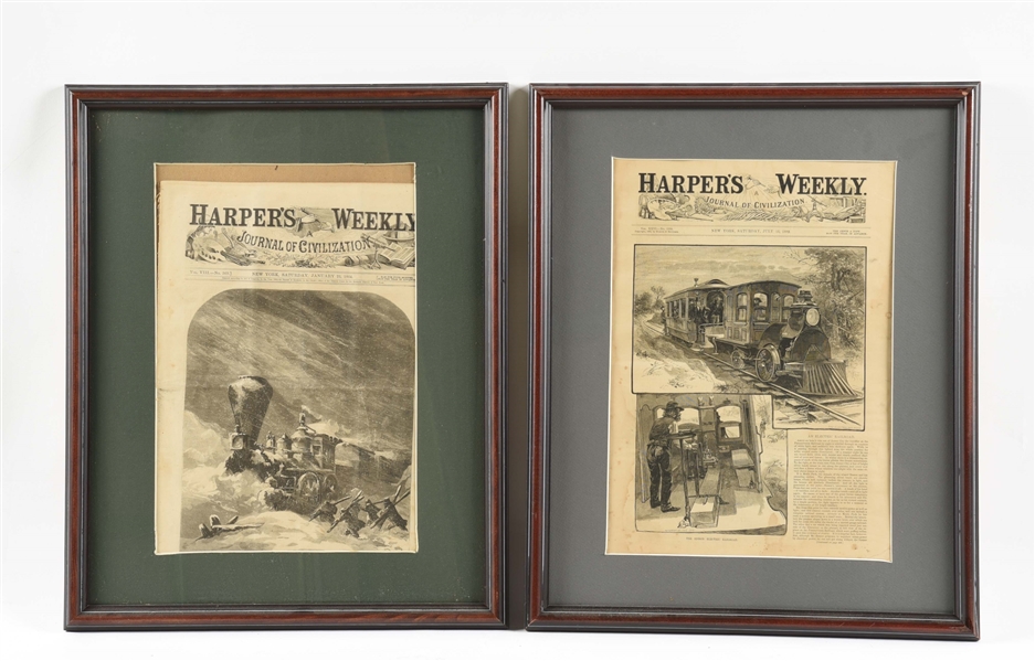 LOT OF 2: FRAMED HARPERS WEEKLY PUBLICATIONS.