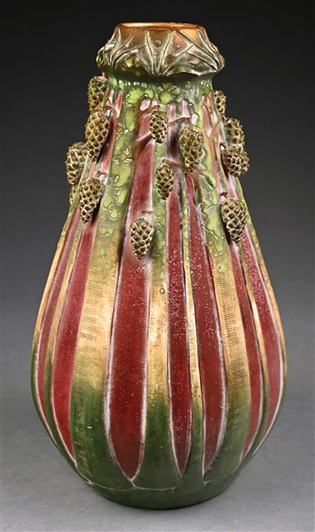PAUL DACHSEL EARTHENWARE TALL OVOID-SHAPED PINECONE VASE.