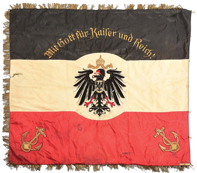 PRE-WWI IMPERIAL GERMAN KAISERLICHE MARINE SILK BANNER.