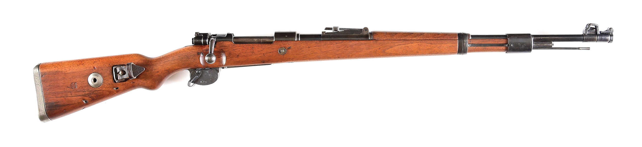 (C) GERMAN WORLD WAR II MAUSER "BYF/43" CODE K98K BOLT ACTION RIFLE WITH WINTER TRIGGER & MUZZLE COVER.