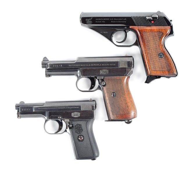 (M+C) LOT OF 3: MAUSER HSC, 1914 AND 1910 SEMI AUTOMATIC PISTOLS.