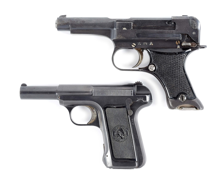 (C) LOT OF 2: NICE CHUO KOGYO TYPE 94 AND SAVAGE 1907 SEMI-AUTOMATIC PISTOLS.