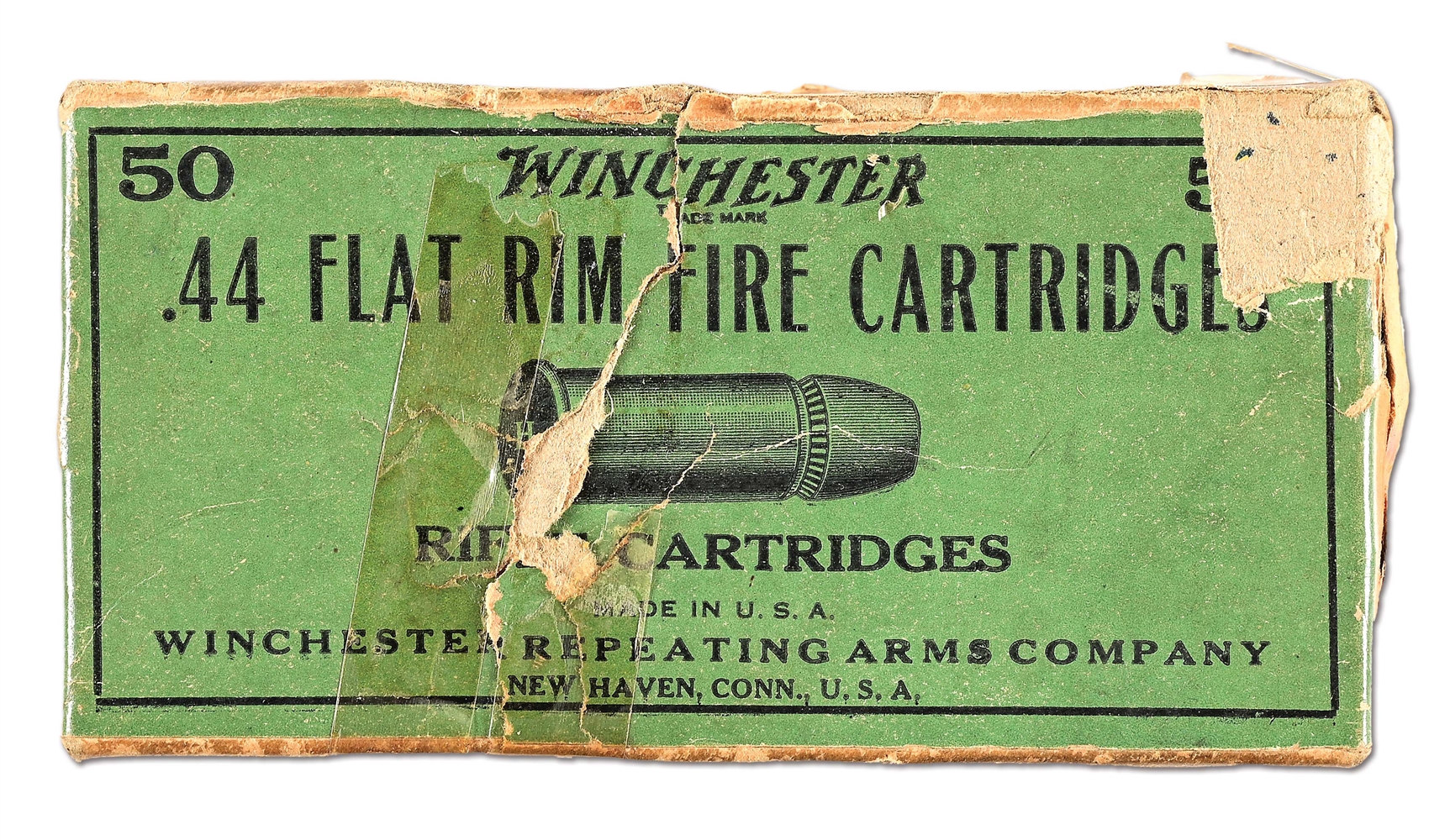 BOX OF WINCHESTER .44 FLAT RIM FIRE CARTRIDGES. 