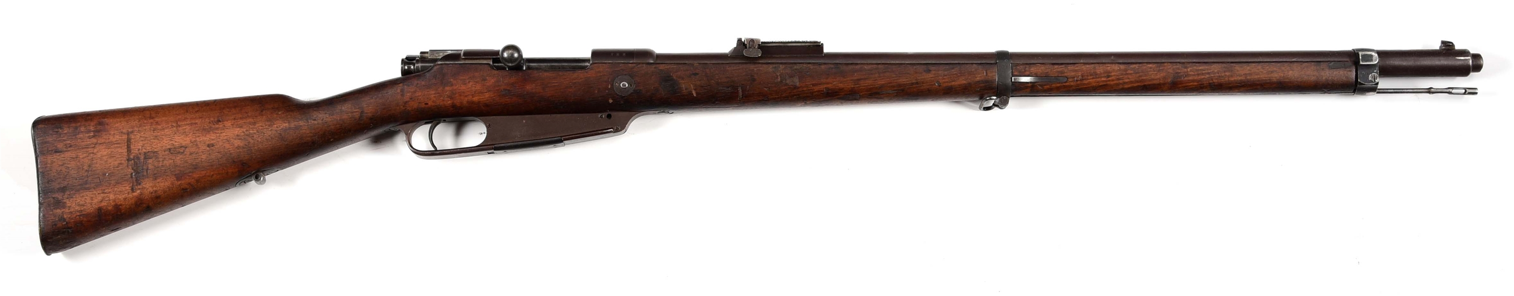 (A) AMBERG GEWEHR MODEL 1888 COMMISSION BOLT ACTION RIFLE.