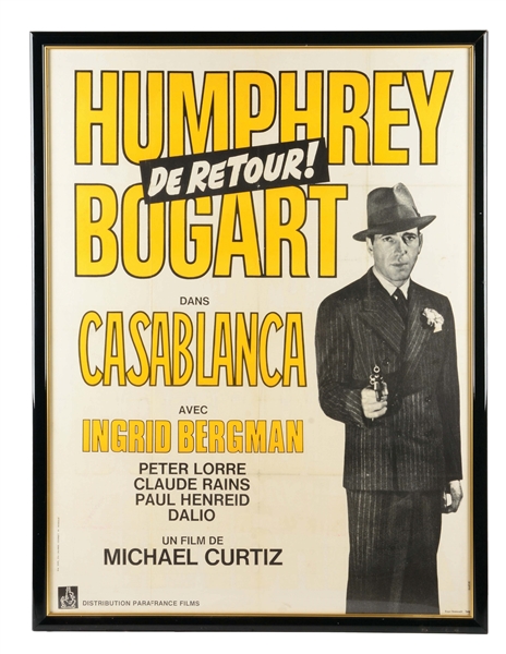 FRAMED HUMPHREY BOGART "CASABLANCA" MOVIE POSTER.