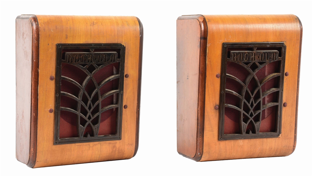 LOT OF 2: ORIGINAL ROCK-OLA WALL SPEAKER BOXES.