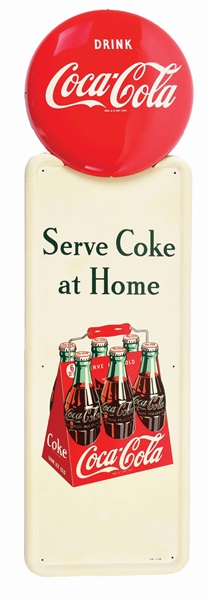 COCA-COLA "SERVE COKE AT HOME" SELF FRAMED PILASTER SIGN.