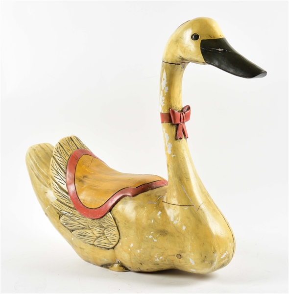 HAND PAINTED WOODEN SWAN.