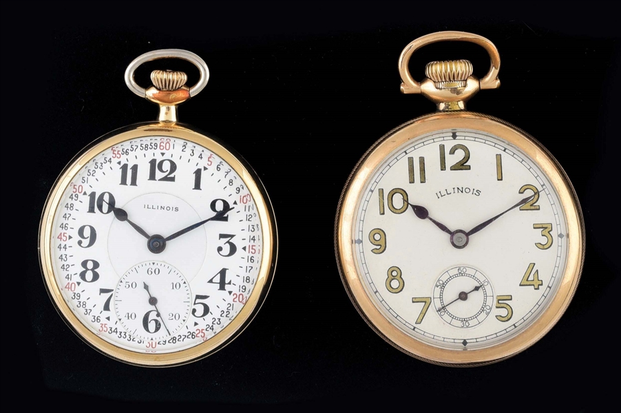 LOT OF 2: ILLINOIS BUNN SPECIAL RR GRADE O/F POCKET WATCHES.