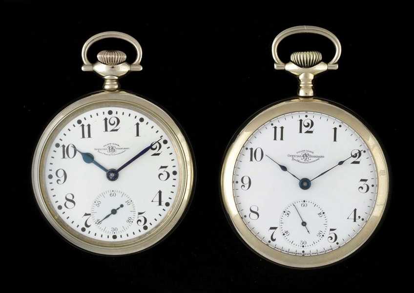 LOT OF 2: BALL WATCH CO. OFFICIAL RR STANDARD O/F POCKET WATCHES.