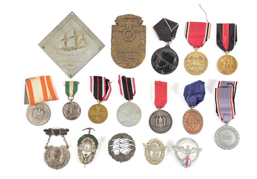 LOT OF MISCELLANEOUS THIRD REICH MEDALS, ETC.