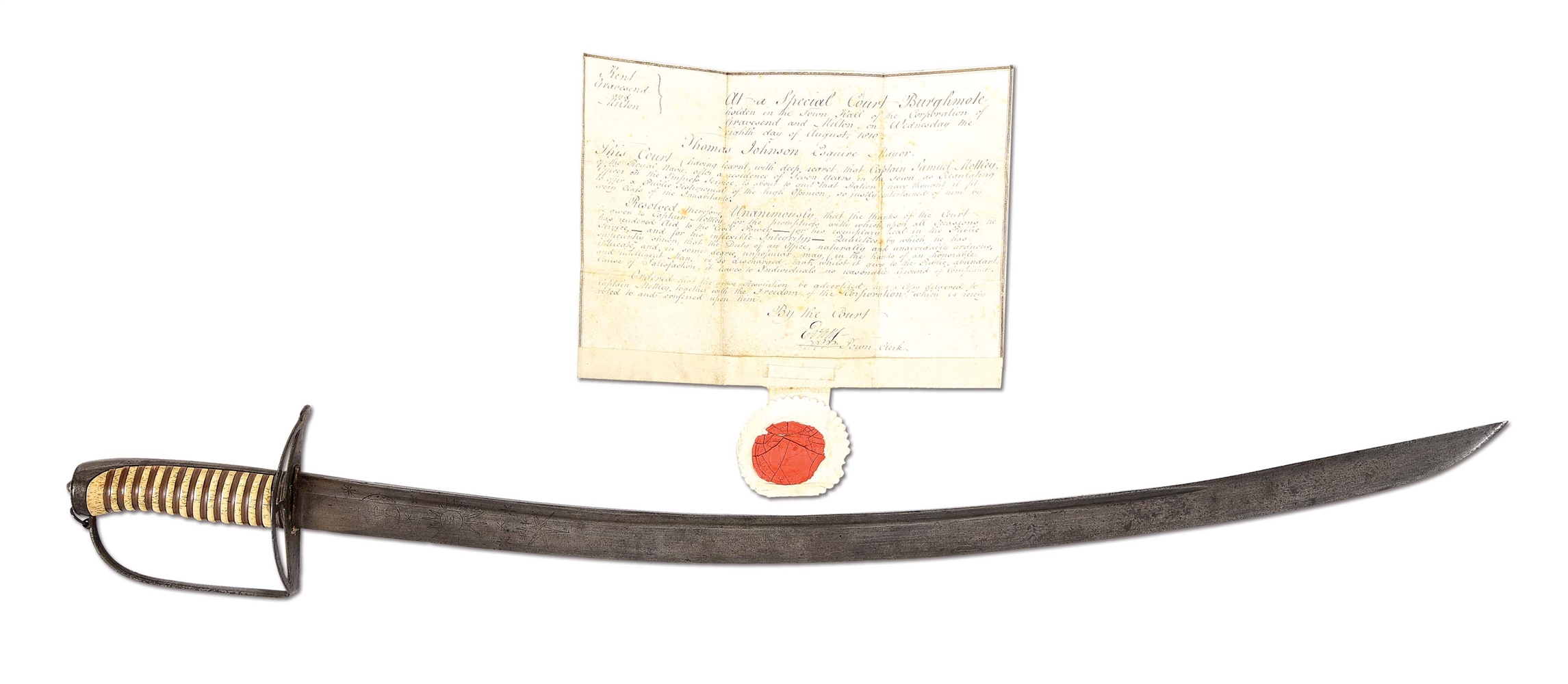 SWORD OF SAMUEL MOTTLEY, LIEUTENANT ON HMS MACEDONIAN 1812.