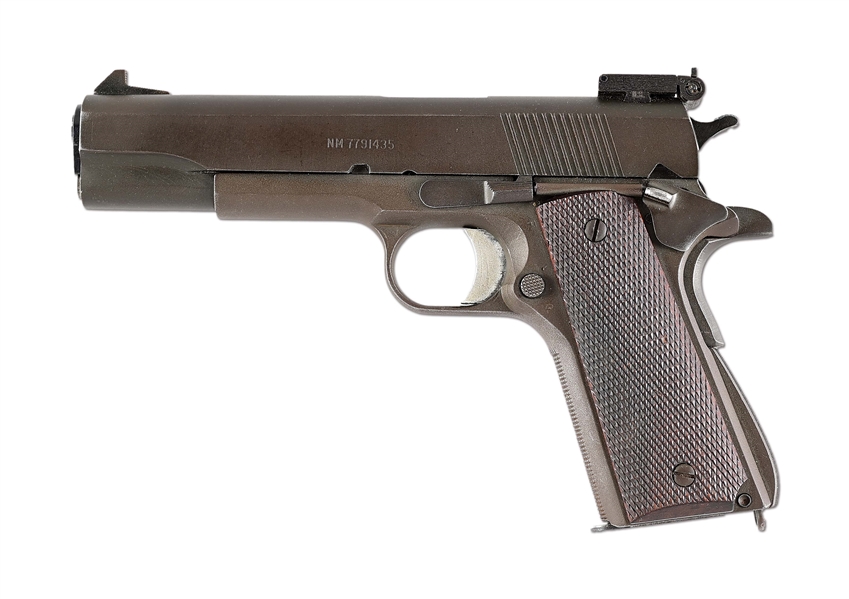 (C) 1964 MANUFACTURED ITHACA 1911A1 NATIONAL MATCH SEMI-AUTOMATIC PISTOL WITH BOX AND SCARCE DRAKE MANUFACTURING SLIDE.