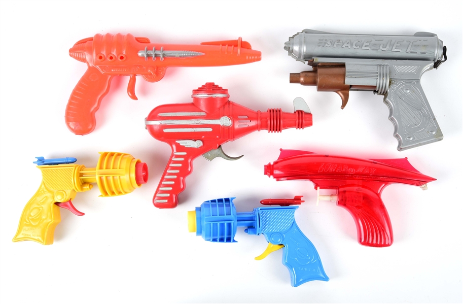 LOT OF 6: MOSTLY AMERICAN-MADE SPACE RAY GUNS.