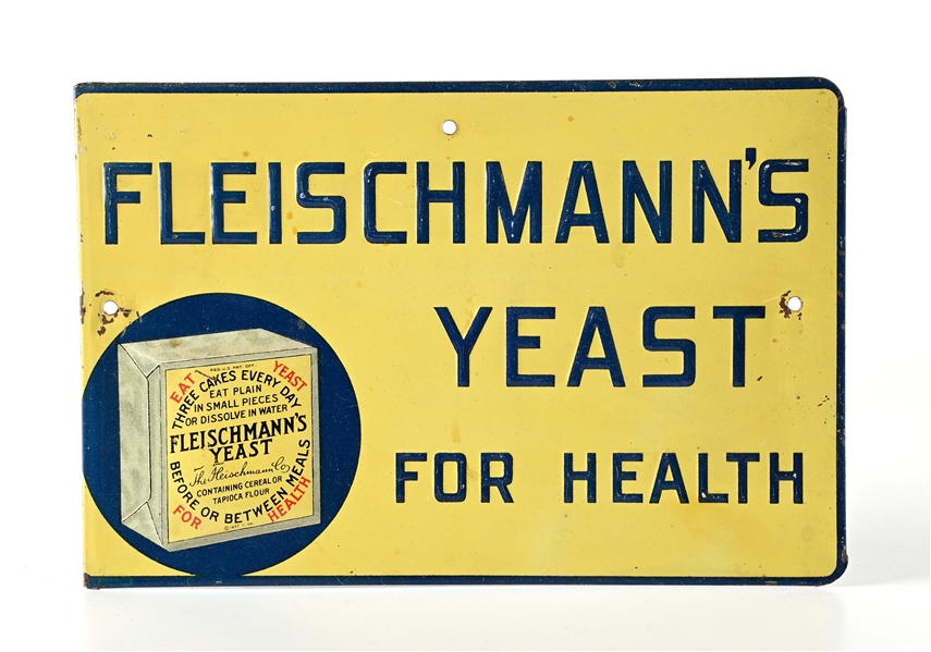 EMBOSSED FLEISCHMANNS YEAST FOR HEALTH SIGN.