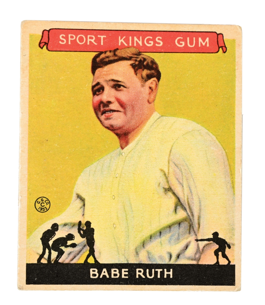 BABE RUTH NO. 2 SPORT KINGS GUM BASEBALL CARD.