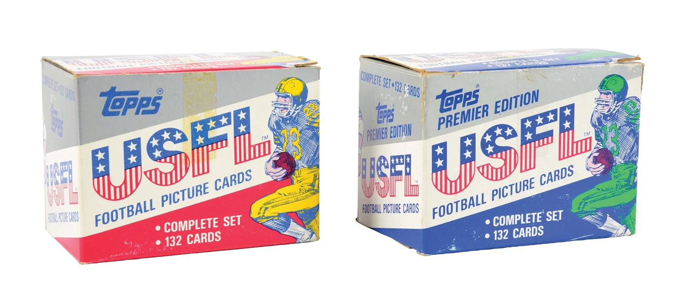LOT OF 2: TOPPS USFL BOXED CARD SETS 1984-1985.