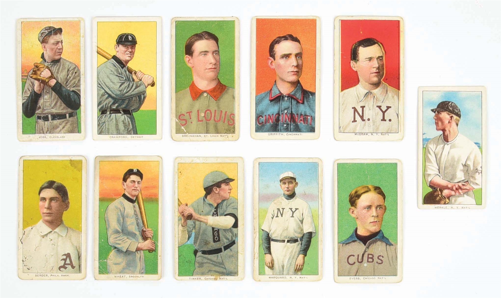LOT OF 11: VARIOUS T-206 BASEBALL CARDS.