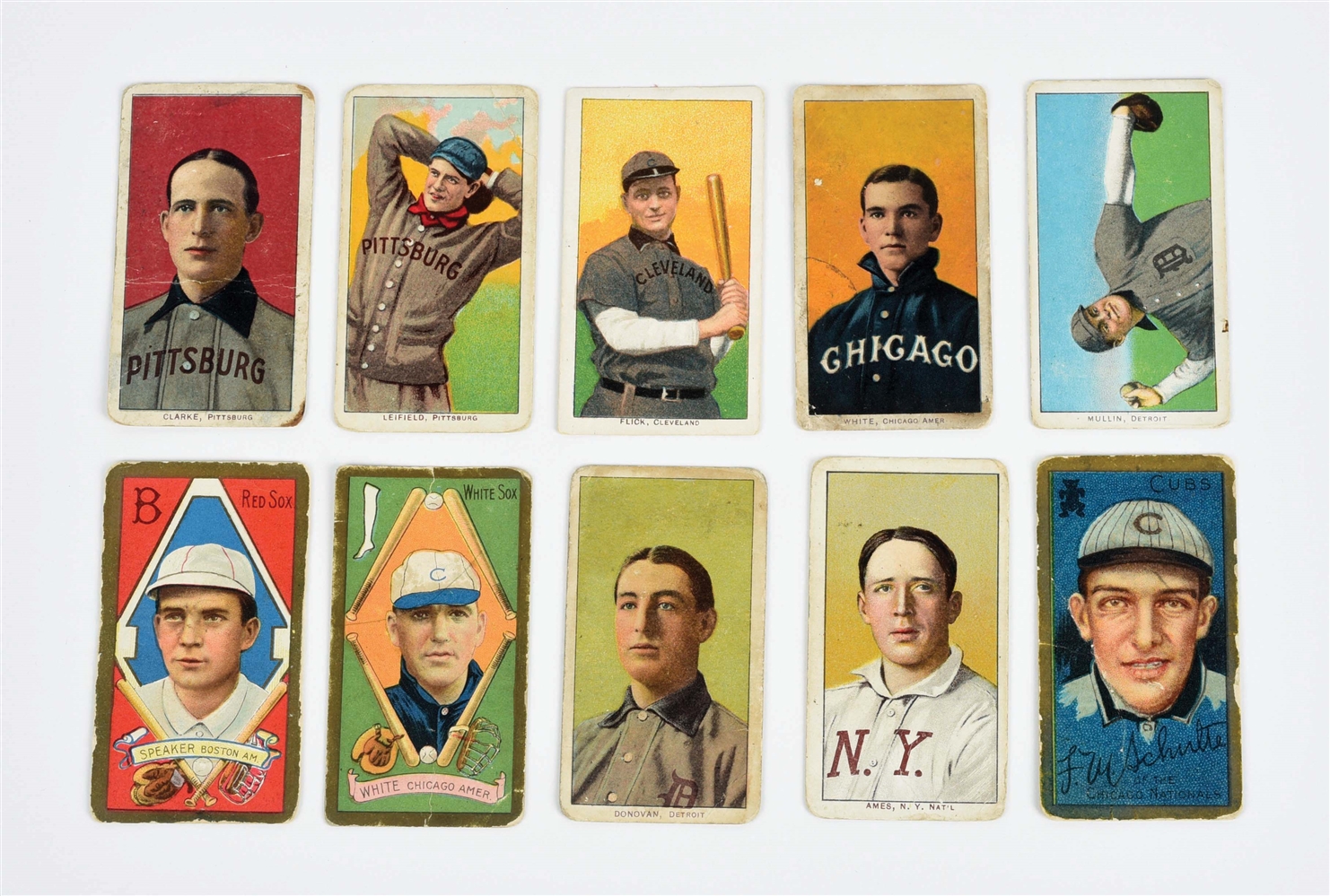 LOT OF 10: VARIOUS T-206 & T-205 BASEBALL CARDS.