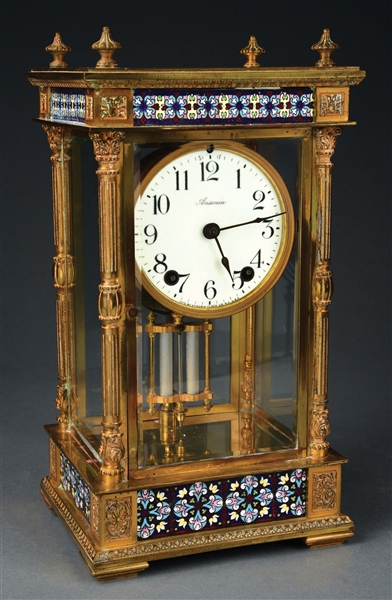 ANSONIA CLOCK CO., NEW YORK, RARE "EMPEROR" MODEL CRYSTAL REGULATOR SHELF CLOCK.