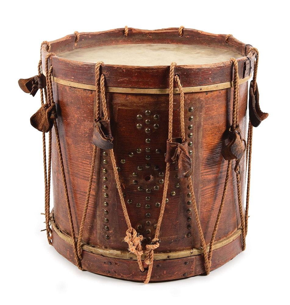 TACK DECORATED FIELD DRUM BY THOMAS BRINGHURST.