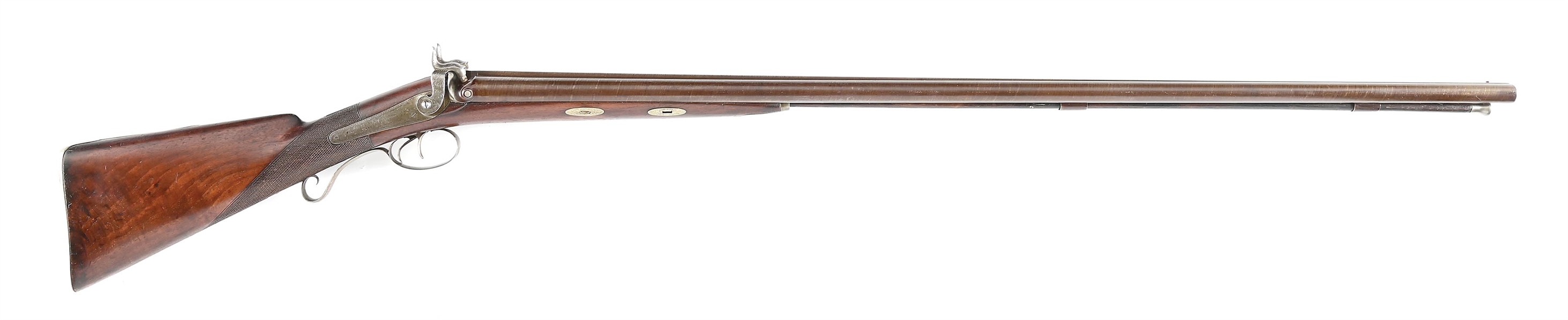 (A) CHARLES C. OBRIEN PERCUSSION SIDE BY SIDE SHOTGUN.
