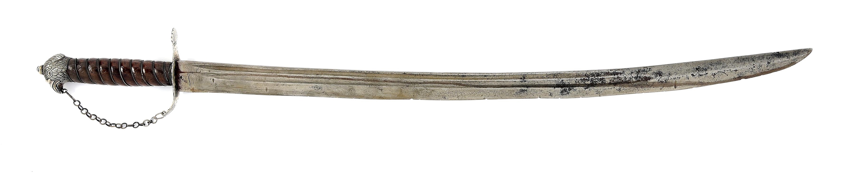 DOCUMENTED ROBERT WEBB HALLMARKED SILVER HILTED SWORD WITH BALTIMORE STYLE EAGLE HEAD POMMEL.