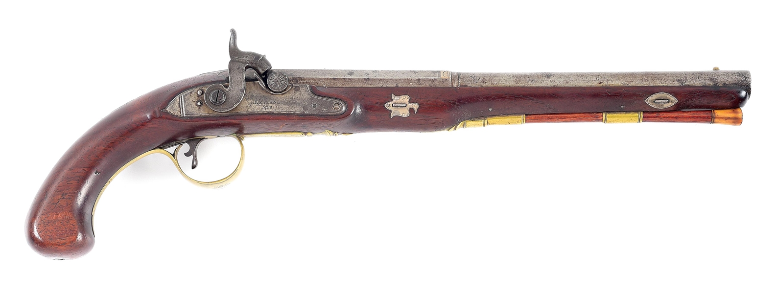 (A) FINE SILVER INLAID CHARLES EVERETT SILVER MOUNTED PISTOL.