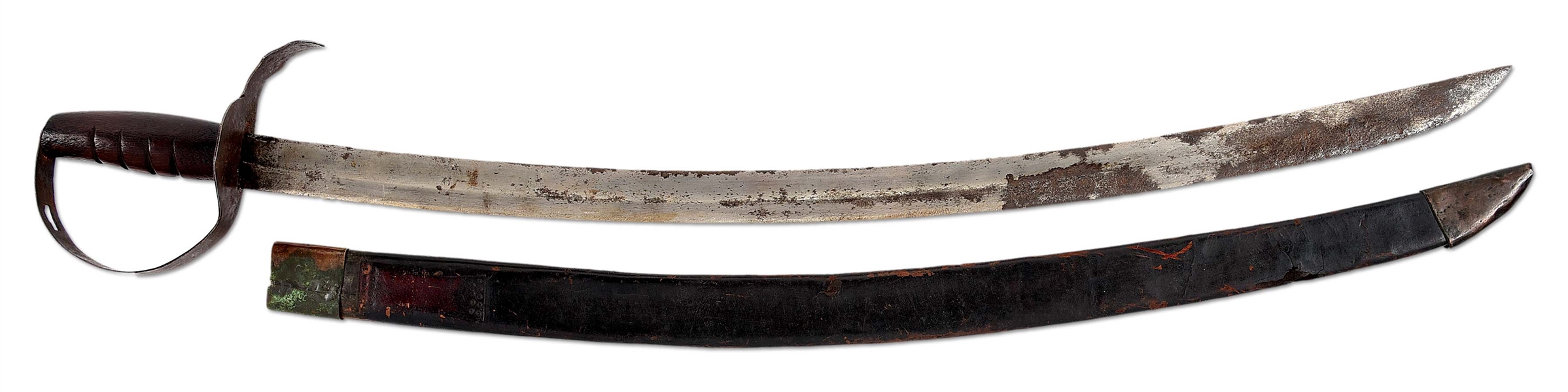 CRUDE IRON CAVALRY SABER IN THE FORM OF A NAVAL CUTLASS.