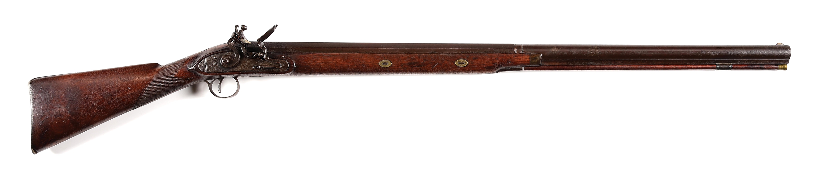 (A) MASSIVE CIRCA 1820 ENGLISH FLINTLOCK PUNT GUN WITH BARREL MARKED BALTIMORE.