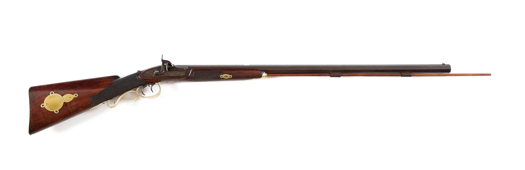 (A) HALF STOCK PERCUSSION RIFLE SIGNED "J. C. J. MEYERS BALTIMORE M. D."