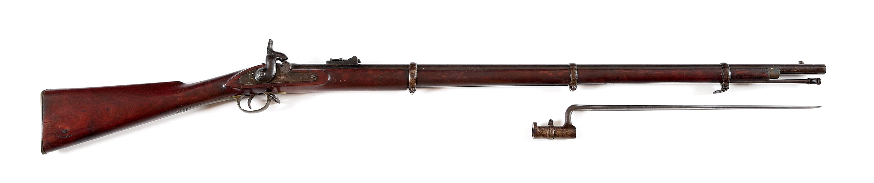 (A) SCARCE AND FINE IDENTIFIED JP MOORE P1853 RIFLE MUSKET WITH BAYONET OF JONATHAN L. ALLISON, 165TH PA AND 101ST PA.