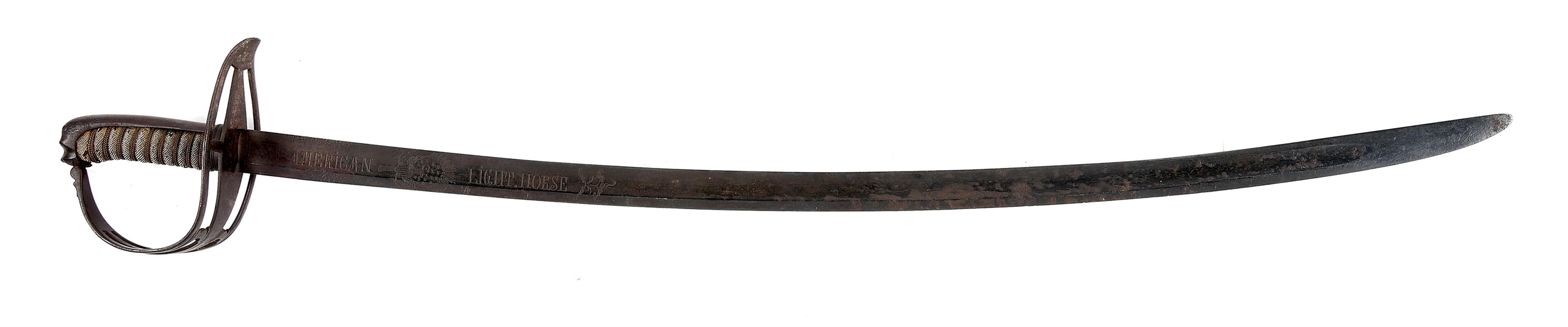 IRON MOUNTED "AMERICAN LIGHT HORSE" INSCRIBED CAVALRY SABER.