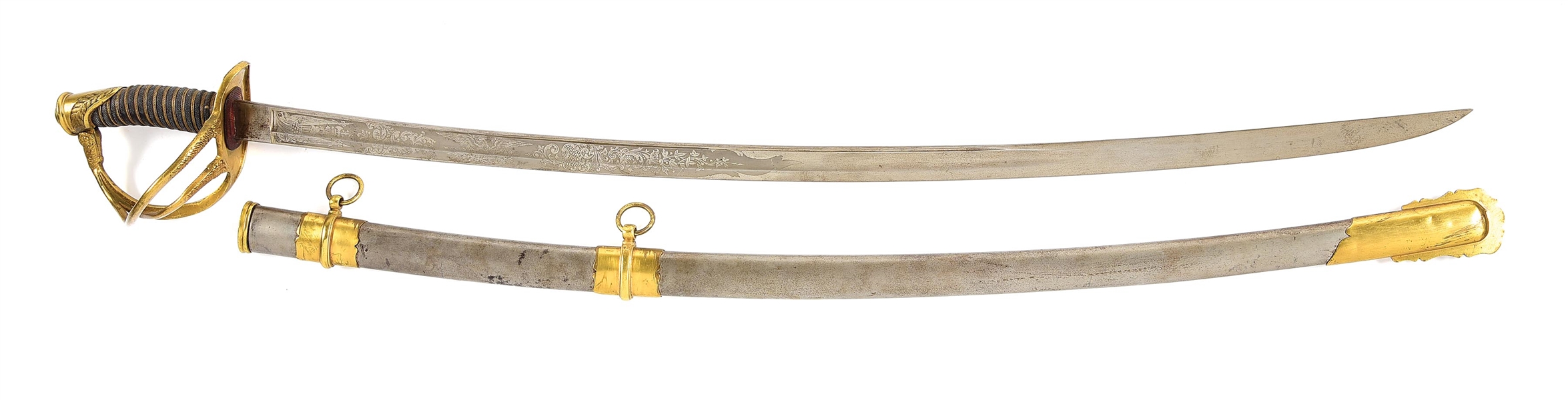 PRESENTATION GRADE MODEL 1840 CAVALRY SABER PRESENTED TO CAPTAIN CHARLES M. SCHAD, 3RD MARYLAND, WOUNDED AT CEDAR MOUNTAIN.